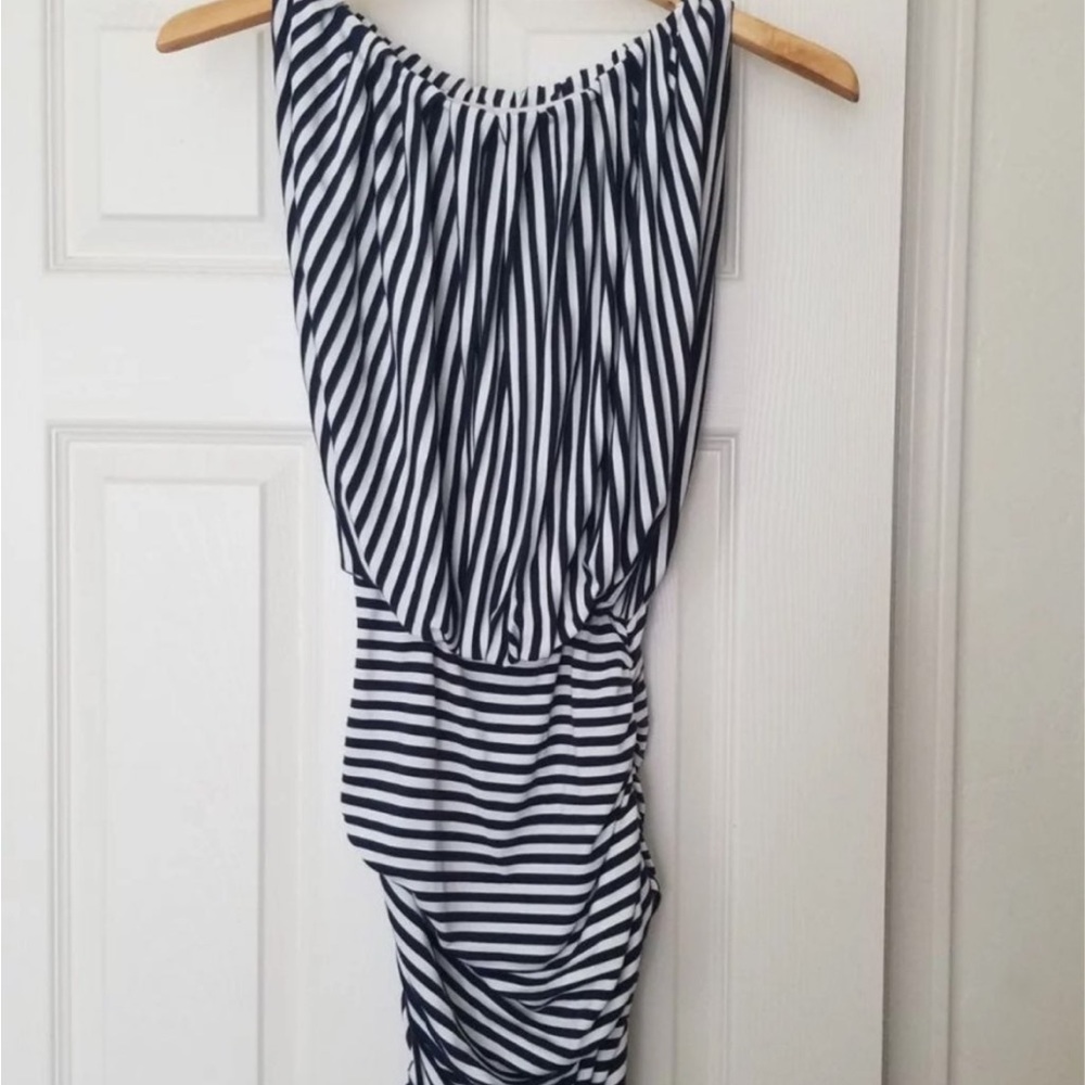 Elegant Black and White Striped Dress